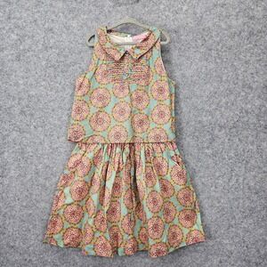 Peter Pan Collar Dress Girls 10 Pink Mandala PEPPERMINT Floral Fit Flare Summer